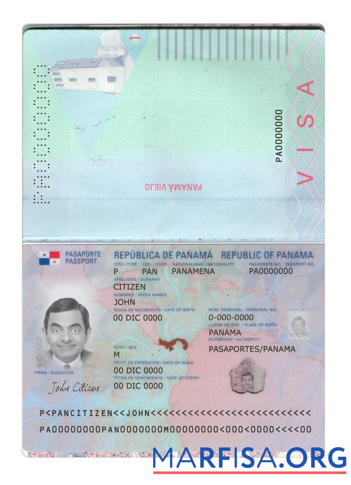 Printable Panama passport new 2019 present template